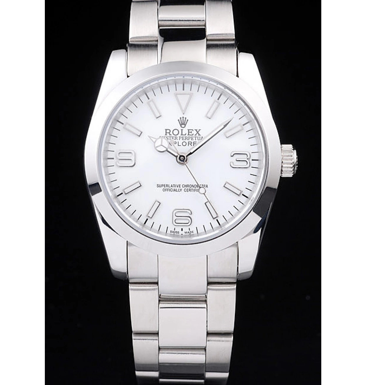 Aaa fake watches Steel 98086 Stainless Explorer Polished White Dial Rolex 0725